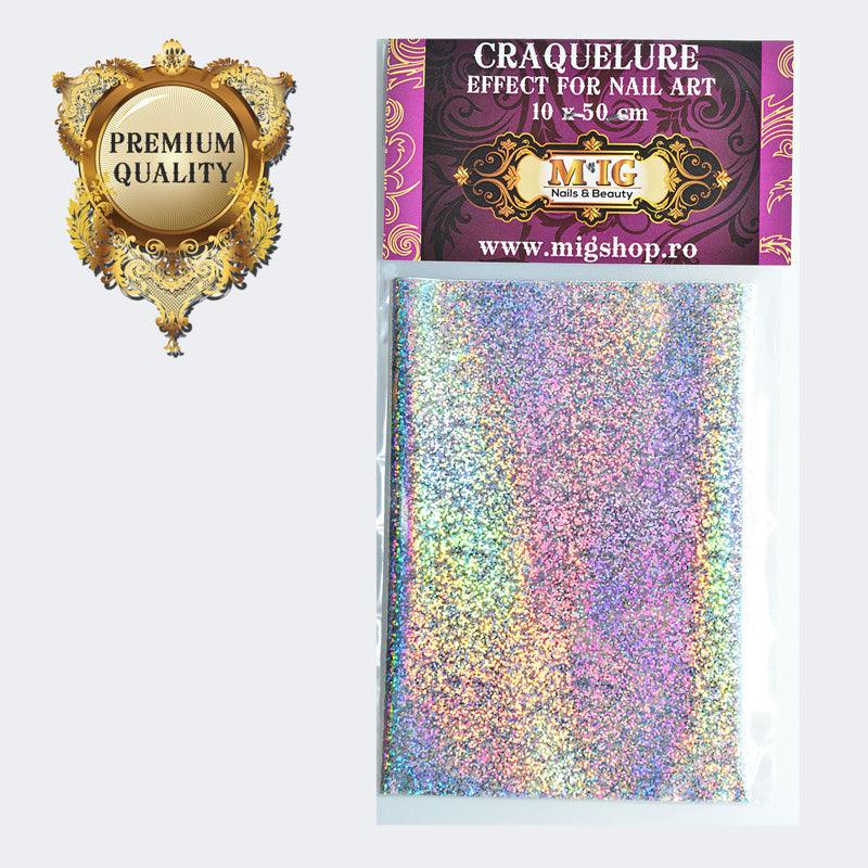 8 Folie de transfer craquelure (ARGINTIU CAMELEON DOTS HOLOGRAFIC) - MIGSHOP.RO